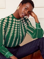 Love & Roses Green Printed Ruched High Neck Long Sleeve Chiffon Blouse - Image 1 of 4
