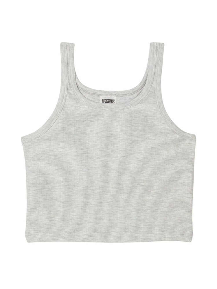 Victoria's Secret PINK Heather Grey Crop Ribbed Tank Top - Image 4 of 4
