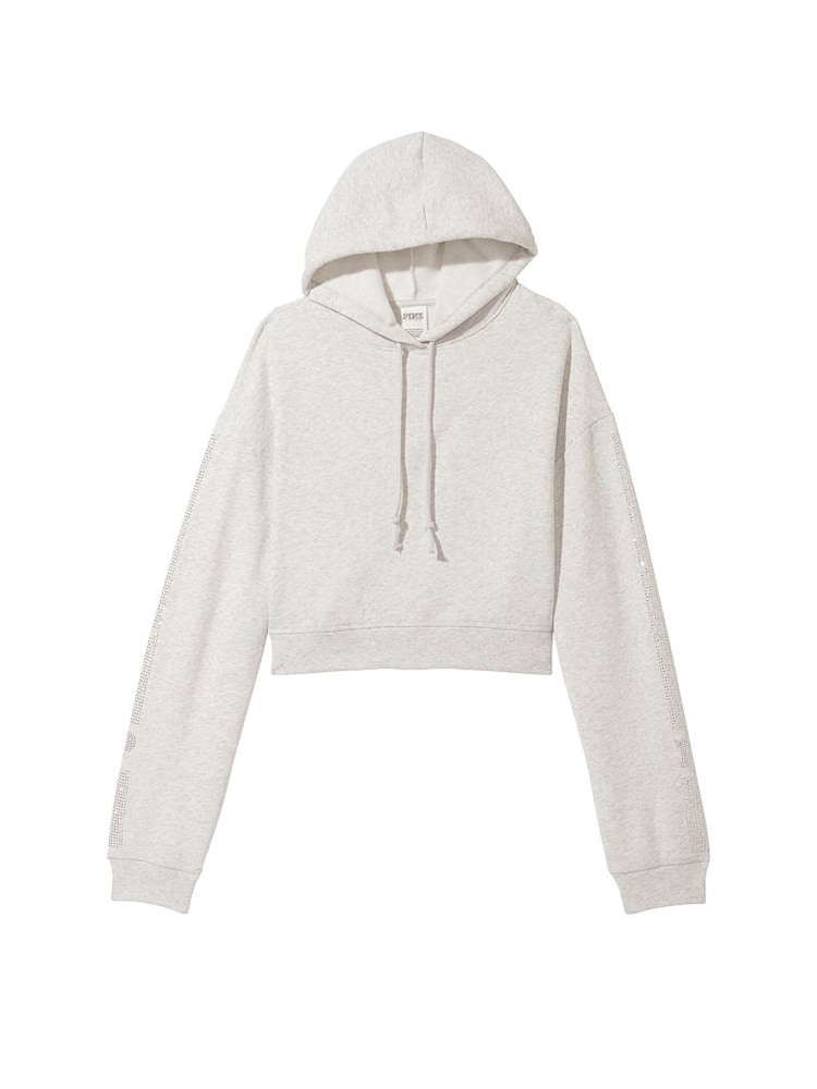 Victoria's Secret PINK Stone Grey Shine Cropped Hoodie - Image 3 of 3