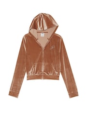 Victoria's Secret PINK Caramel Kiss Brown Velour Logo Shine Hoodie - Image 3 of 3