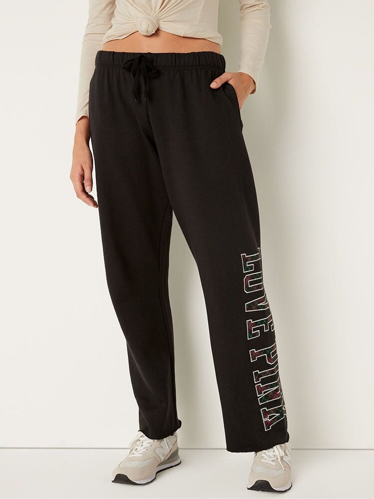 Victoria's Secret PINK Heather Stone Grey Pink Ombre Fleece Heritage Sweatpants - Image 1 of 3