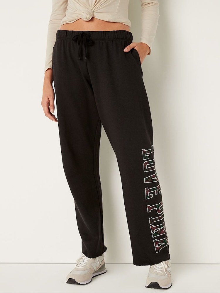 Victoria's Secret PINK Heather Stone Grey Pink Ombre Fleece Heritage Sweatpants - Image 1 of 3 Victoria's Secret PINK Heather Stone Grey Pink Ombre Fleece Heritage Sweatpants - Image 1 of 3