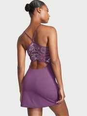 Victoria's Secret Mulberry Purple Modal Lace Back Mini Slip - Image 2 of 3