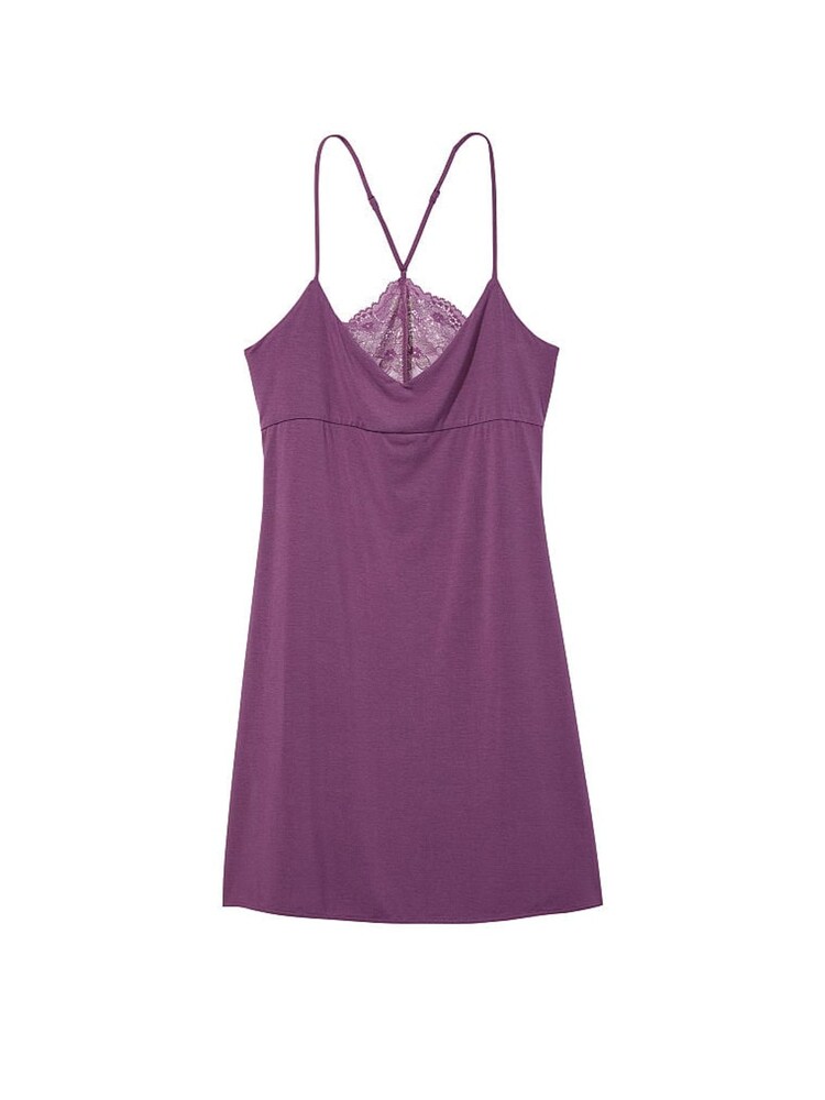Victoria's Secret Mulberry Purple Modal Lace Back Mini Slip - Image 3 of 3 Victoria's Secret Mulberry Purple Modal Lace Back Mini Slip - Image 3 of 3