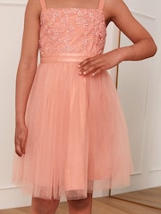 Robe midi Chi Chi London en tulle et dentelle brodée - Fille - Image 4 of 5