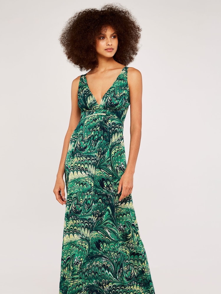 Apricot Green 70s Marble Maxidress - Image 1 of 4