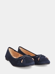 Long Tall Sally Blue Wide-Fit Ballerina Faux Suedette Pumps - Image 2 of 5