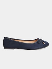 Long Tall Sally Blue Wide-Fit Ballerina Faux Suedette Pumps - Image 3 of 5