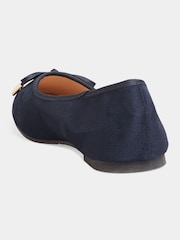 Long Tall Sally Blue Wide-Fit Ballerina Faux Suedette Pumps - Image 4 of 5