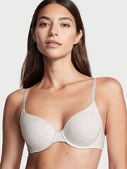 Victoria's Secret Heather Snow Grey Lightly Lined Demi Logo Strap T-Shirt Bra - Image 1 of 4