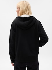 Gap Black Logo Sherpa-Lined Zip Long Sleeve Hoodie - Image 2 of 2