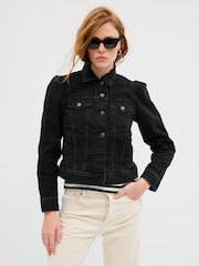 Gap Black Puff Sleeve Denim Jacket - Image 1 of 5