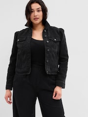 Gap Black Puff Sleeve Denim Jacket - Image 3 of 5