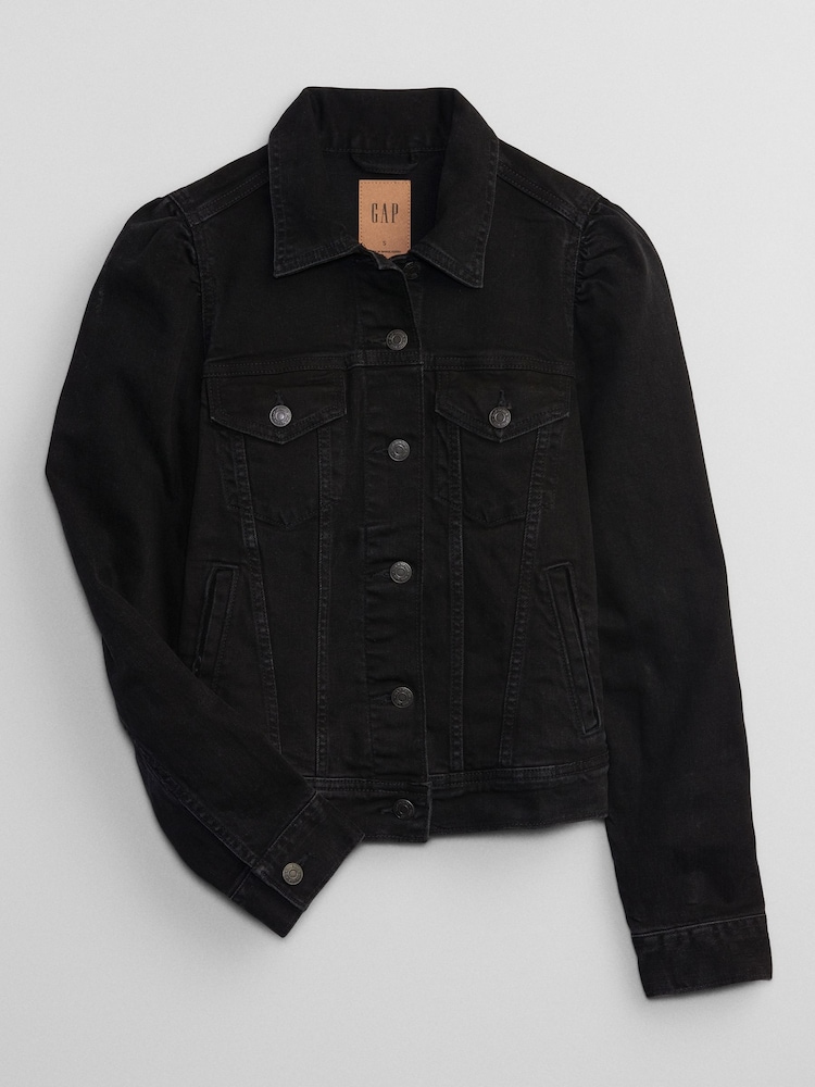 Gap Black Puff Sleeve Denim Jacket - Image 5 of 5