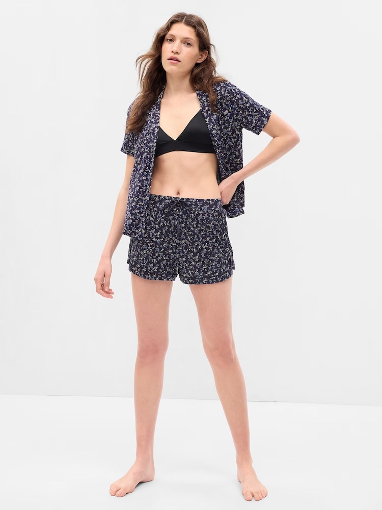 Gap Navy Floral Pyjama Shorts - Image 1 of 2
