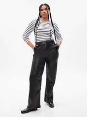 Gap Black Mid Rise Faux-Leather Loose Trousers - Image 1 of 5