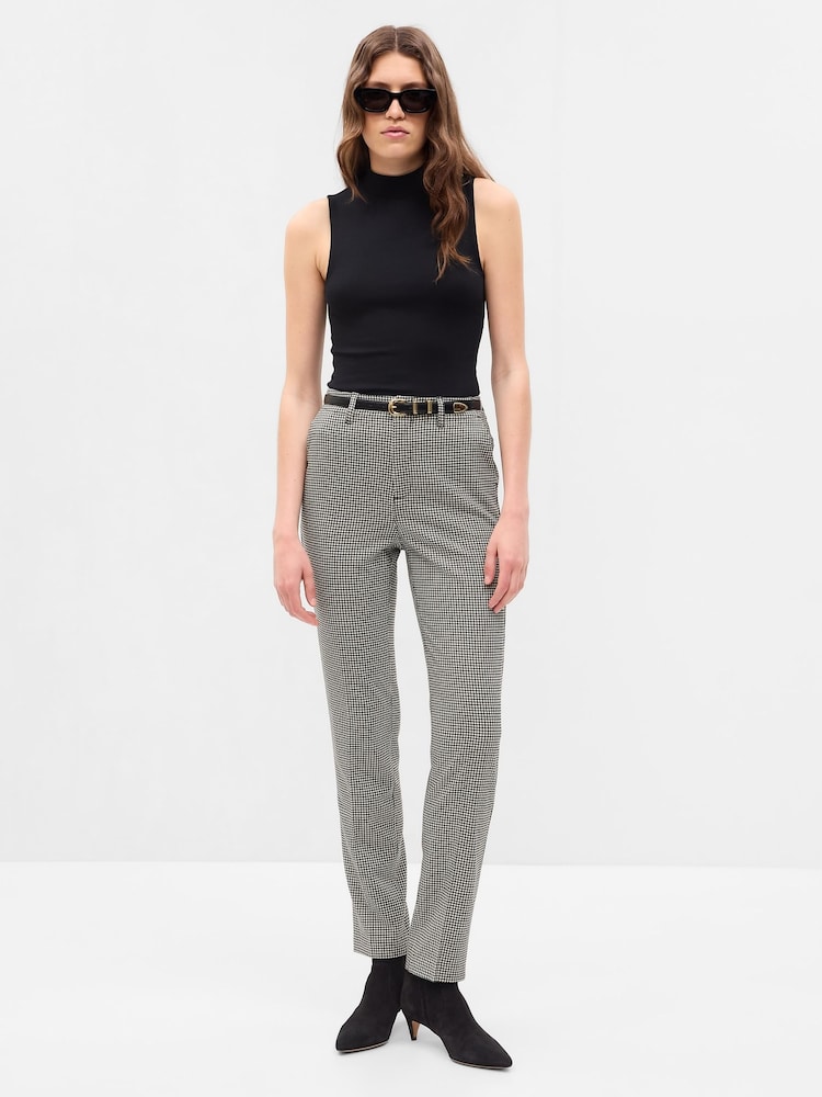 Gap Grey Mid Rise Slim Printed Trousers - Image 1 of 5