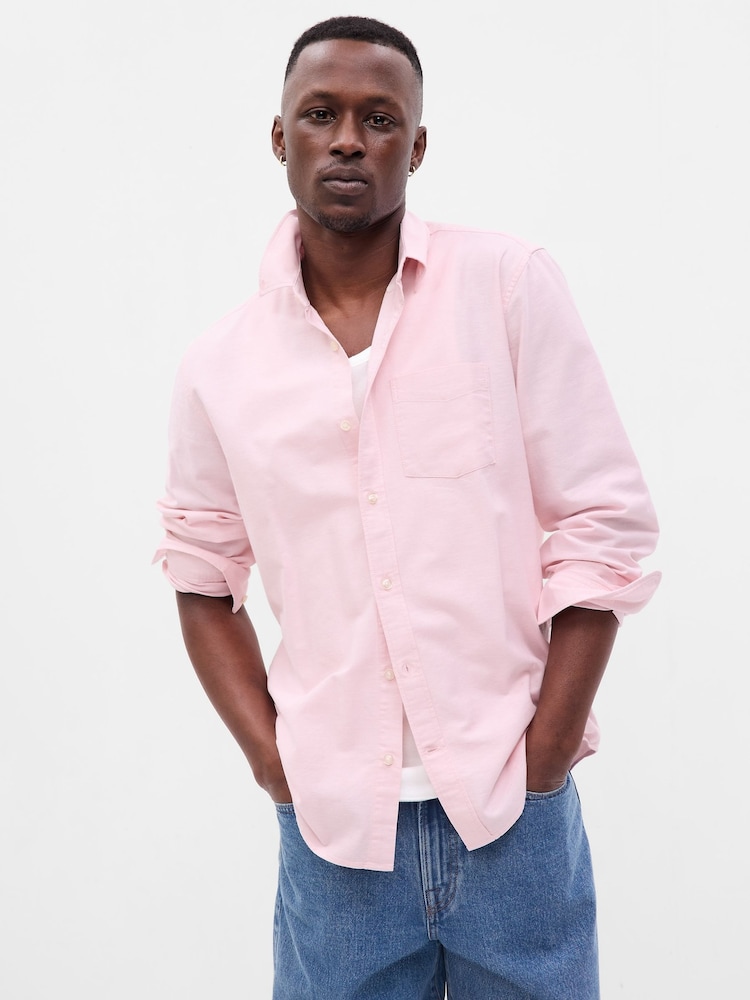 Gap Pink Classic Oxford Shirt in Standard Fit - Image 1 of 1 Gap Pink Classic Oxford Shirt in Standard Fit - Image 1 of 1