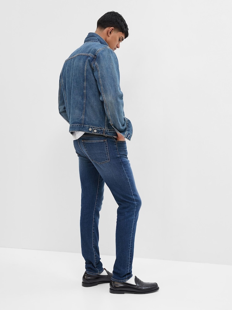 Medium blauwe wassing - Gap - Comfortabele zachte jeans met stretch en slim fit - Image 4 of 7
