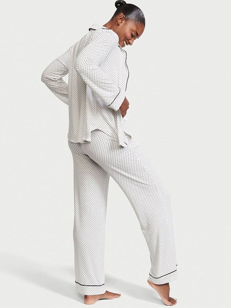 Victoria's Secret White Mini Pin Dots Modal Long Pyjamas - Image 2 of 3