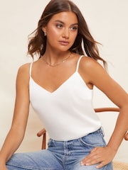 Friends Like These Ivory White Strappy Sleeveless Satin Cami Top - Image 1 of 4
