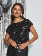 Noir - Friends Like These T-shirt à manches courtes et sequins - Image 1 of 1