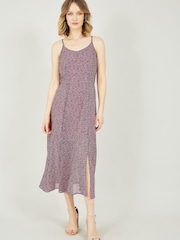 Yumi Pink Leopard Print Midi Sundress - Image 1 of 4