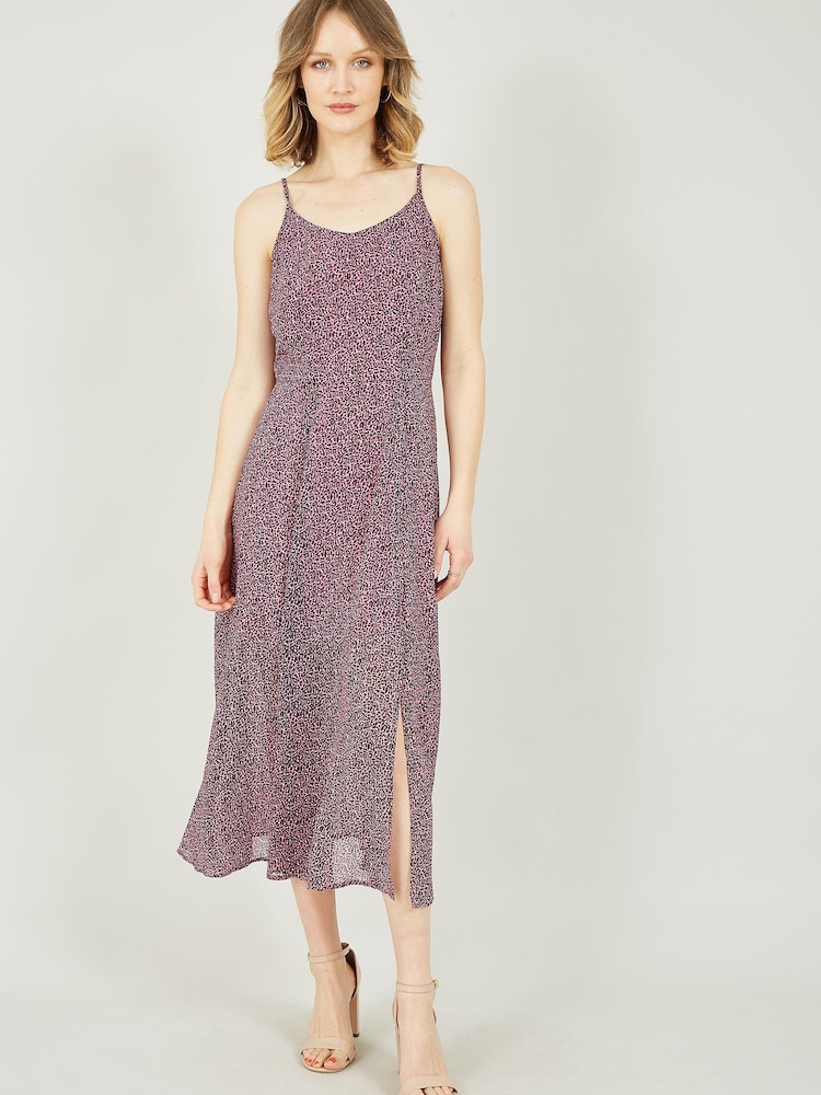 Yumi Pink Leopard Print Midi Sundress - Image 1 of 4