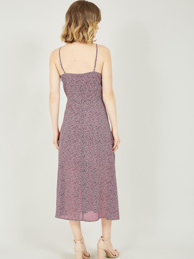 Yumi Pink Leopard Print Midi Sundress - Image 2 of 4