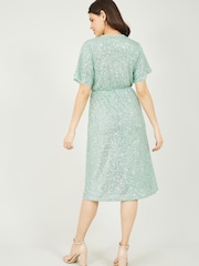 Yumi Green Sequin Wrap Dress - Image 3 of 5
