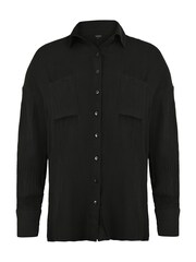 South Beach Black Crinkle Vicose Button Down Beach Shirt - Image 5 of 5