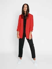 Pieces Red Relaxed Ruched Sleeve Workwear Blazer - Image 5 of 5