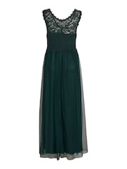 VILA Green Sleeveless Lace And Tulle Maxi Dress - Image 2 of 2