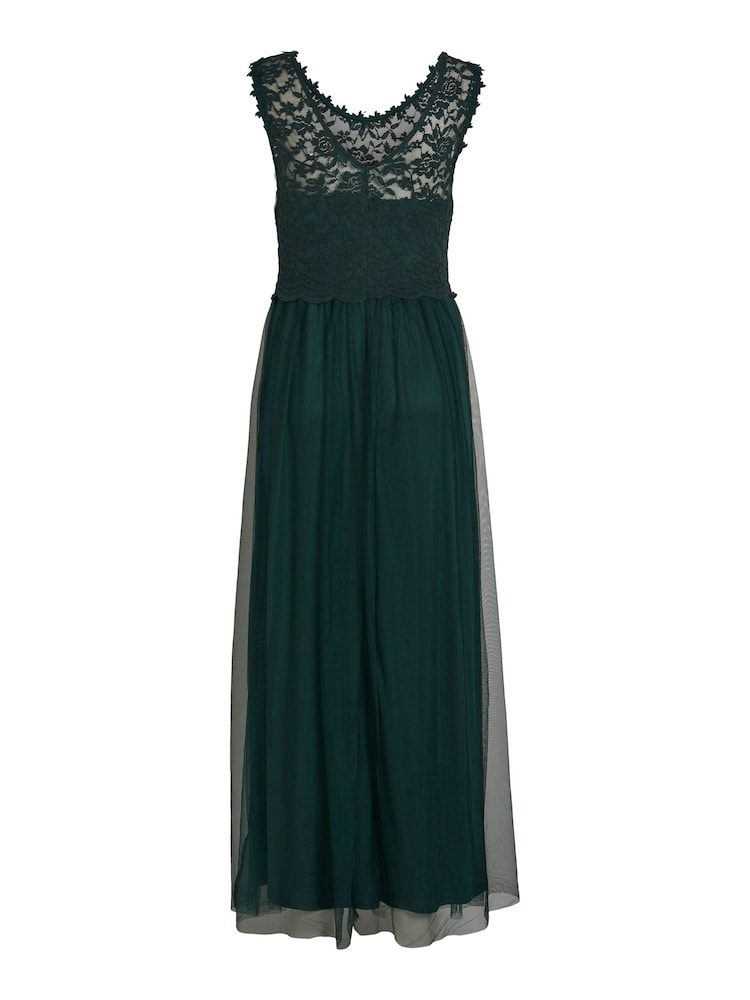 VILA Green Sleeveless Lace And Tulle Maxi Dress - Image 2 of 2