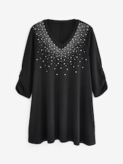 Yours Curve Black Star Stud Embellished Top - Image 5 of 5