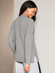 Lipsy Grey Contour High Neck Cable Knitted Jumper - Image 2 of 4