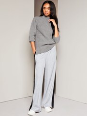 Lipsy Grey Contour High Neck Cable Knitted Jumper - Image 3 of 4