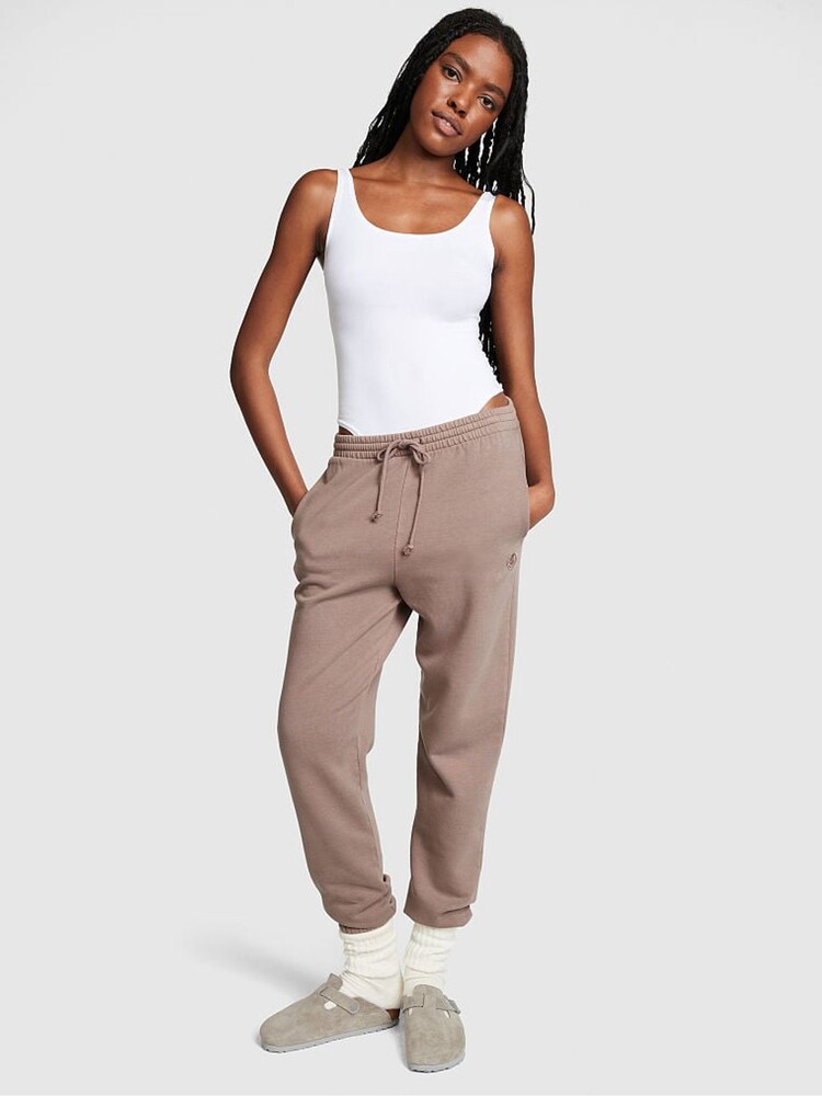 Victoria's Secret PINK Iced Coffee Brown Fleece Cuffed Jogger - Image 1 of 4