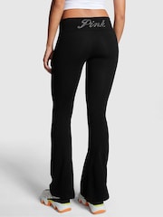 Victoria's Secret PINK Pure Black Shine Cotton Foldover Flare Legging - Image 2 of 4
