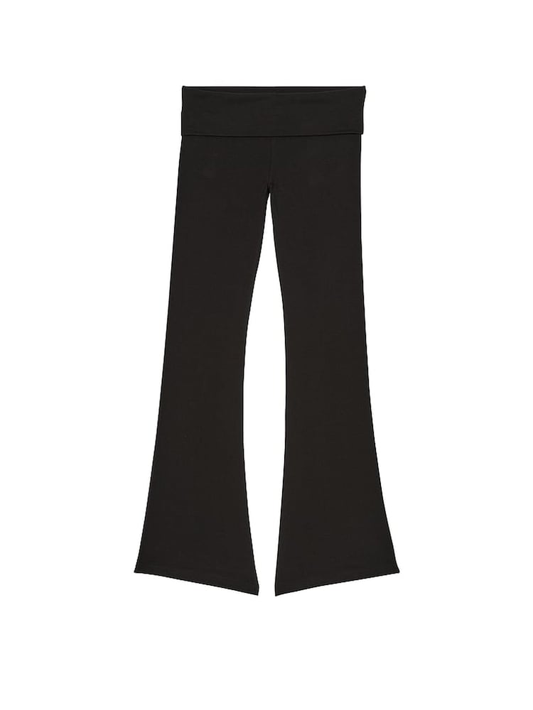 Victoria's Secret PINK Pure Black Shine Cotton Foldover Flare Legging - Image 4 of 4