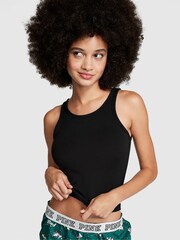 Victoria's Secret PINK Pure Black Modal Cropped Sleep Tank Top - Image 1 of 1
