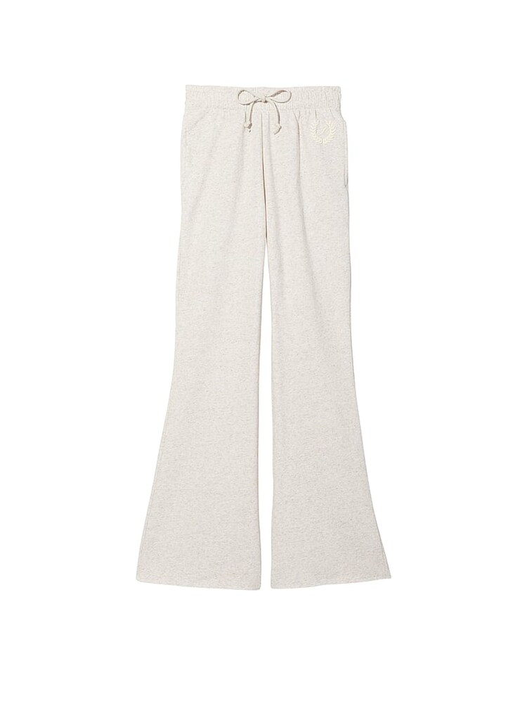 Victoria's Secret PINK Heather Oatmeal Beige Fleece Wide Leg High Waist Jogger - Image 4 of 4