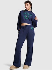 Victoria's Secret PINK Midnight Navy Blue Fleece Wide Leg Joggers - Image 1 of 4