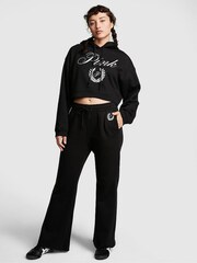 Victoria's Secret PINK Pure Black Fleece Wide Leg High Waist Jogger - Image 1 of 1