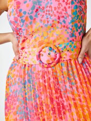 Dusk Pink & Orange Multi Spot Print Pleated Halter Neck Dress - Image 5 of 5