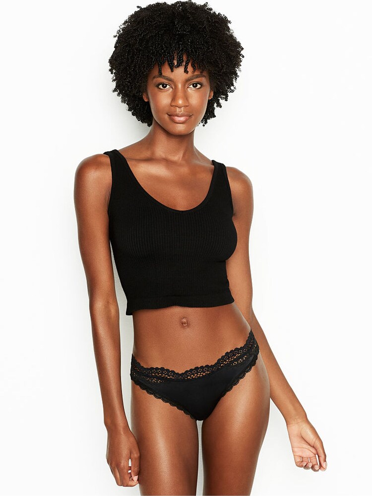 Victoria's Secret Black Laceback Thong Knickers - Image 1 of 4