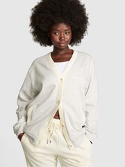 Victoria's Secret PINK Heather Grey Elevated Fleece Boyfriend Cardigan - Image 1 of 4