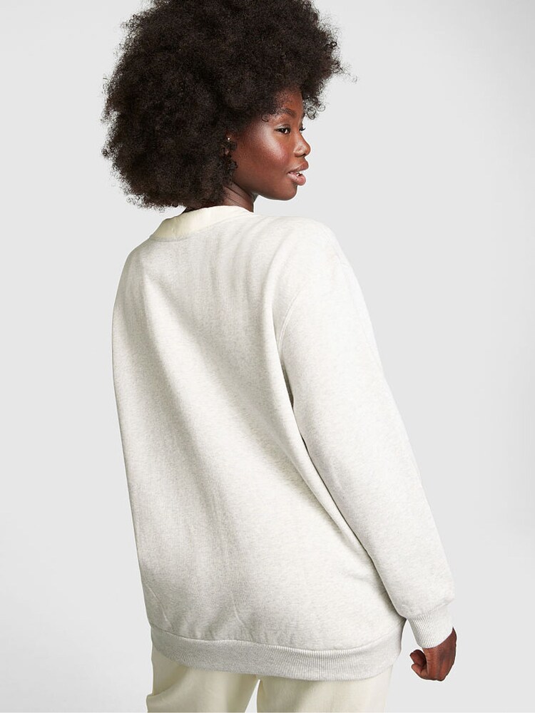 Victoria's Secret PINK Heather Grey Elevated Fleece Boyfriend Cardigan - Image 2 of 4