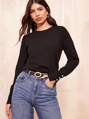 Black - Friends Like These Long Sleeve Crew Neck Jumper - Image 1 of 4