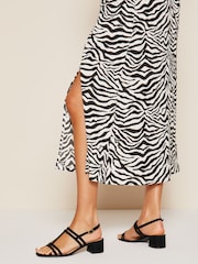 Friends Like These Black Suedette Wide Fit Minimal Block Low Heel Sandal - Image 3 of 5
